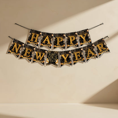 2027 New Year party decoration set with a banner, balloons, photo props, foil balloons, and black ribbons - view 4