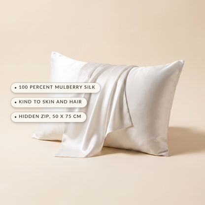 Mulberry™ Silk Pillowcase — 100% mulberry silk, kind to skin and hair, hidden zip 50 x 75 cm