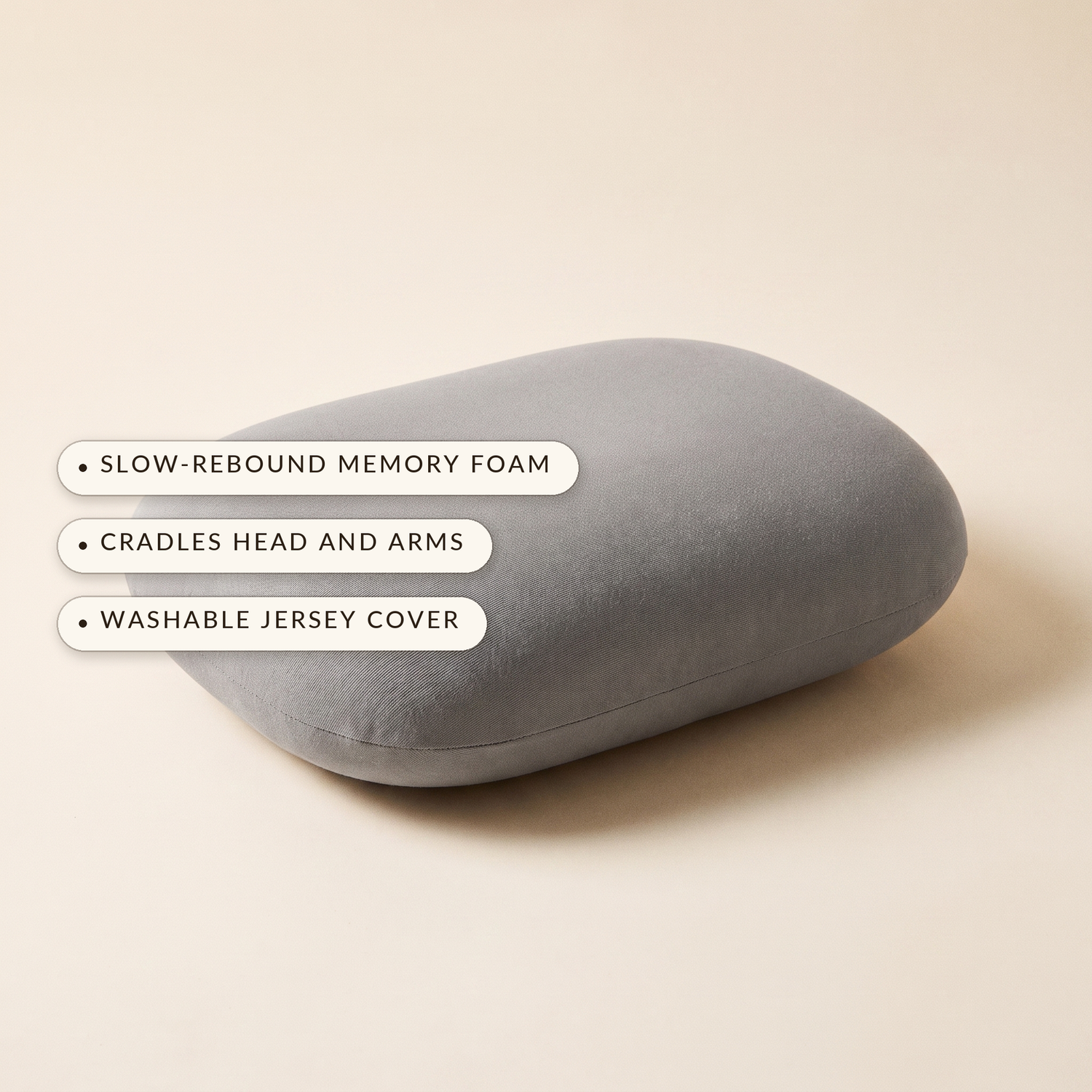 Doze™ Desk Nap Pillow — slow-rebound memory foam, cradles head and arms, washable jersey cover