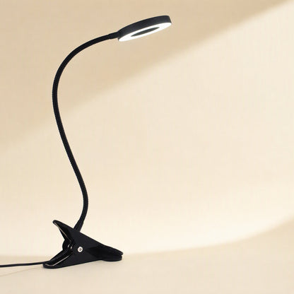 USB-powered clip-on table lamp with a metal shade and gooseneck form - view 2