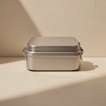 Rectangular solid-color 304 stainless steel lunch box