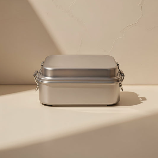 Rectangular solid-color 304 stainless steel lunch box