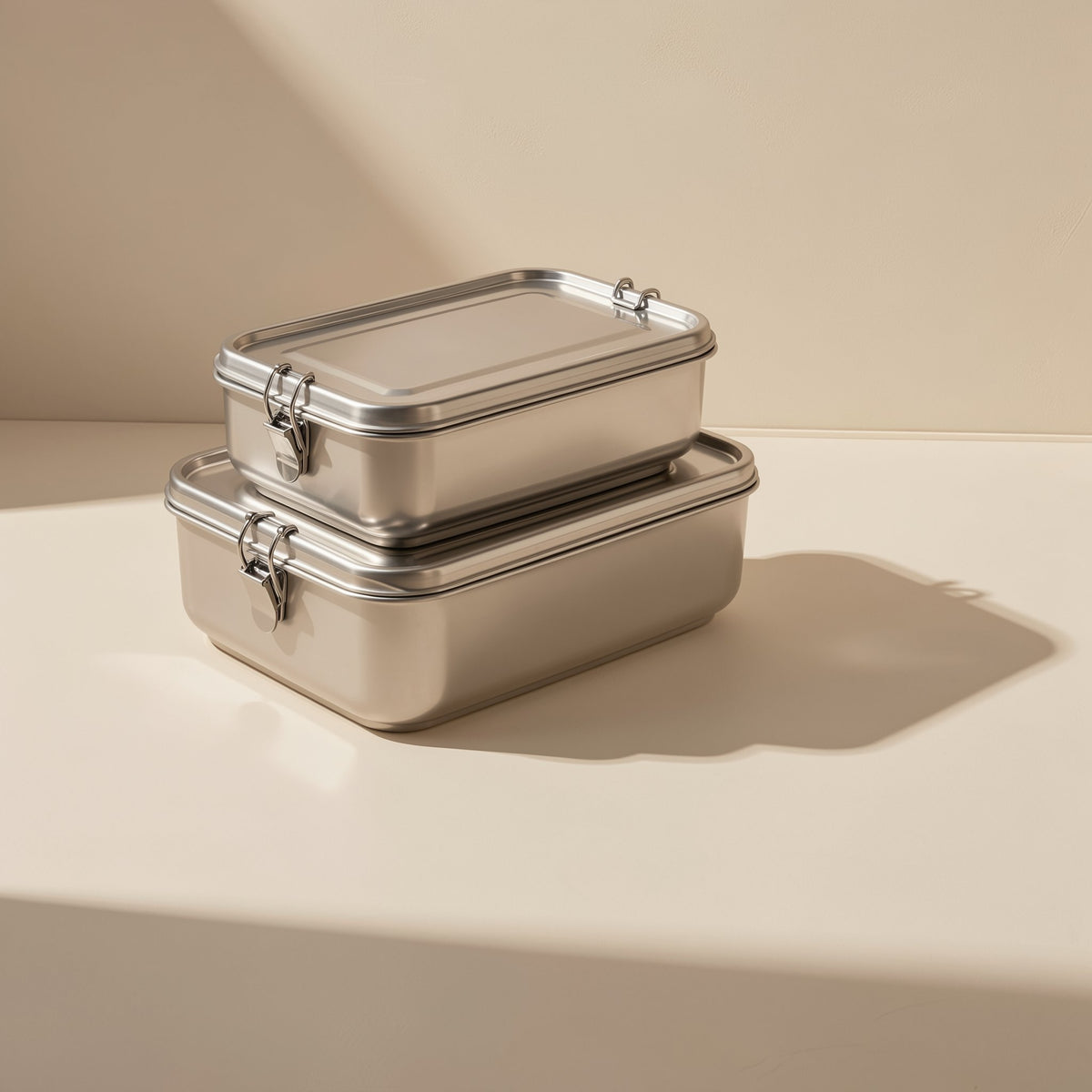 Rectangular solid-color 304 stainless steel lunch box - view 3
