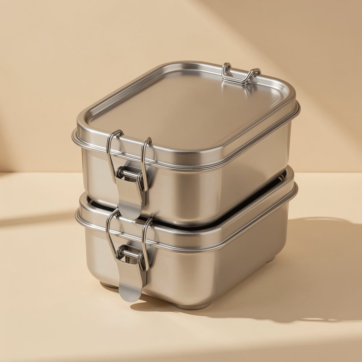 Rectangular solid-color 304 stainless steel lunch box - view 5
