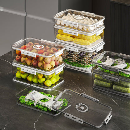 Shouyi refrigerator storage box plastic kitchen organizing timing frozen PET sealed white transparent crisper - image 1