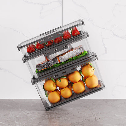 Shouyi refrigerator storage box plastic kitchen organizing timing frozen PET sealed white transparent crisper - image 4