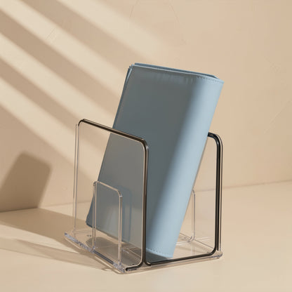 Plastic book stand with a fixed desktop form and four-column layout - view 2