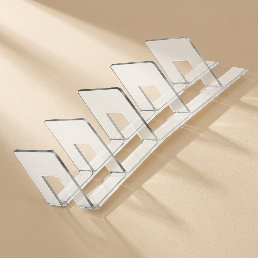 Plastic book stand with a fixed desktop form and four-column layout - view 4