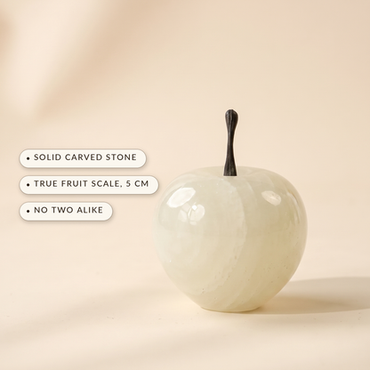 Orchard™ Stone Apple — solid carved stone, true fruit scale, no two alike
