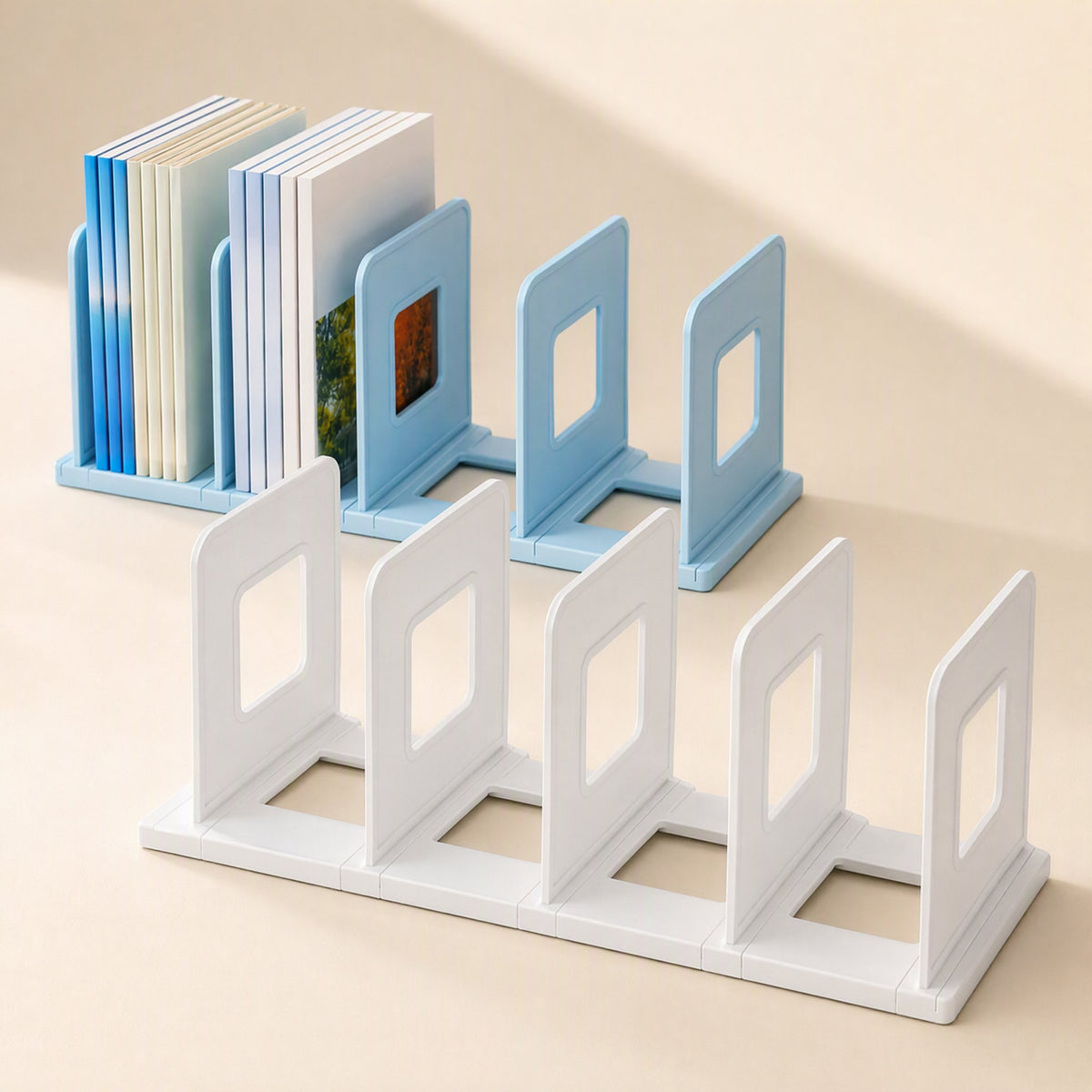 Foldable HIPS desktop bookshelf rack with partition baffle - view 3