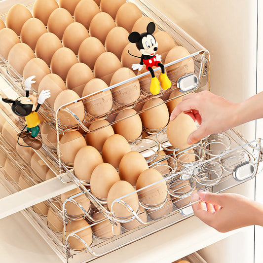 Double-Layer Egg Storage Box New Model Kitchen Refrigerator Preservation Box Large Pet Transparent Egg Tray Drawer-Style Egg Box - image 1