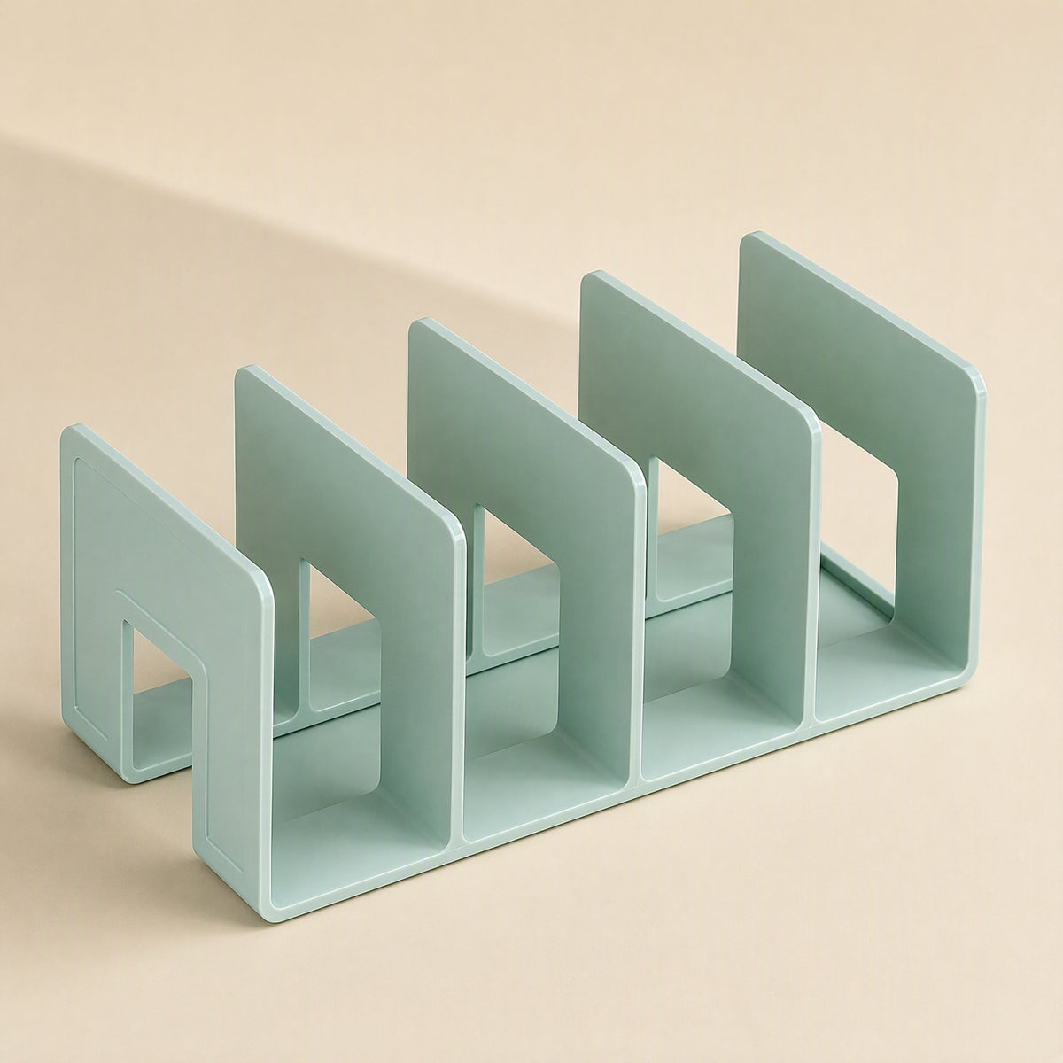 Plastic desktop book stand with a single-level file rack design