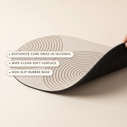 Stone™ Quick-Dry Kitchen Mat — diatomite core dries in seconds, wipe-clean surface, non-slip base
