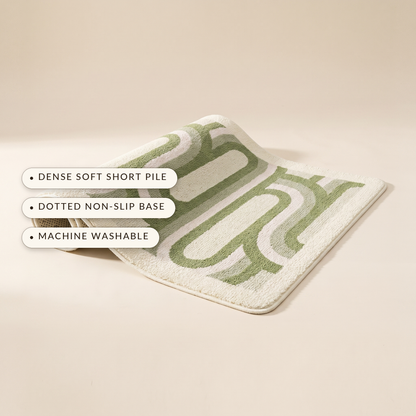 Fern™ Sage Runner Rug — dense soft short pile, dotted non-slip base, machine washable