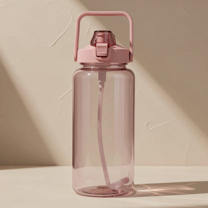 Cylindrical single-layer water cup with a straw and letter pattern - view 5