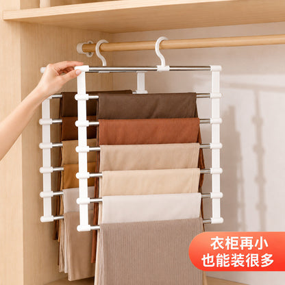Stainless Steel Multi-Layer Ladder Pants Rack Five-Layer Folding Pants Rack Household Multi-Functional Stainless Steel Storage Pants Rack Clothes Hanger - image 4