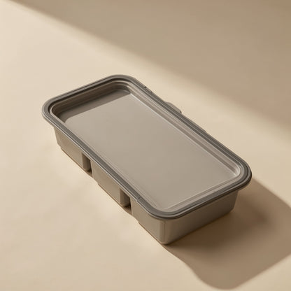 Rectangular silicone food storage container with divided compartments - view 2