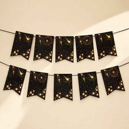 Mixed-color New Year party decorations with black and gold latex balloons - view 4