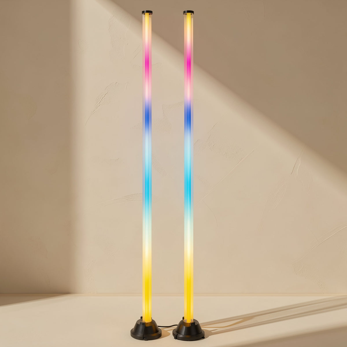 Modern-style LED floor lamp with aluminum body and remote-control switch - view 2