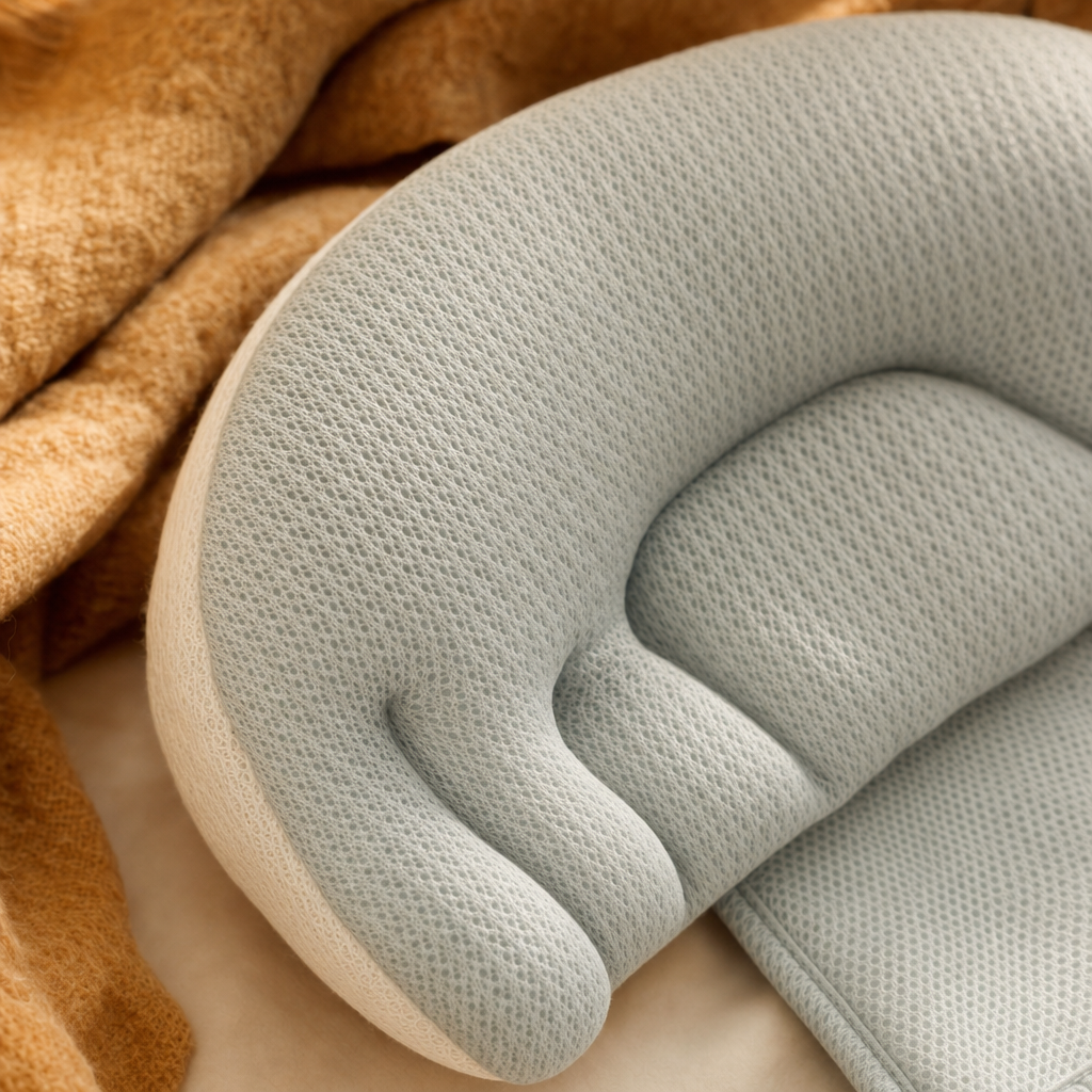 Close view of the Calm Eden Bloom's breathable mesh and scalloped contour