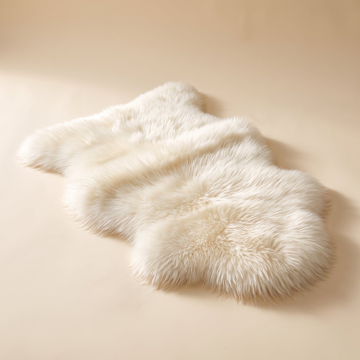 Fleece™ Faux Sheepskin Throw — ivory pelt with 6 cm pile on warm cream background