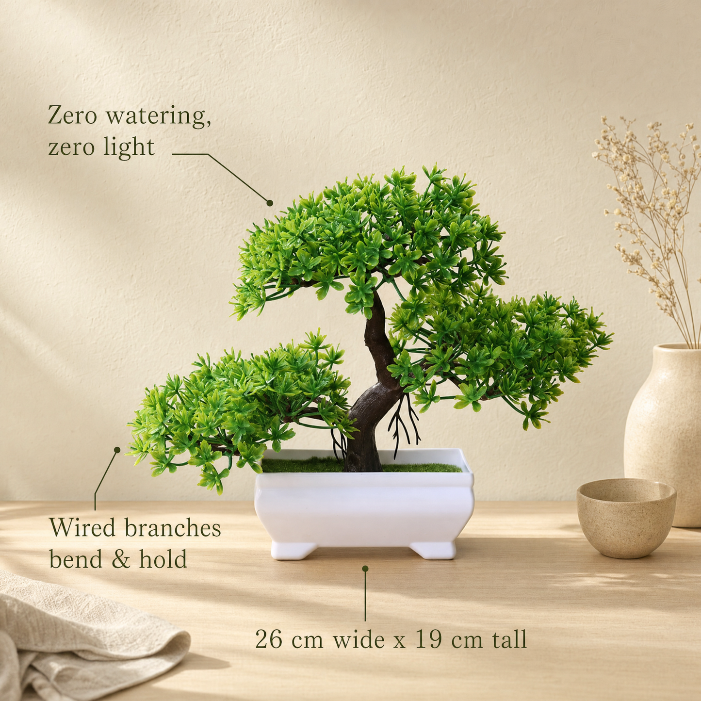 Grove bonsai benefits: zero care, bendable branches, 26 x 19 cm
