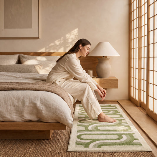 Morning moment barefoot on the Maze Fern™ Sage Runner