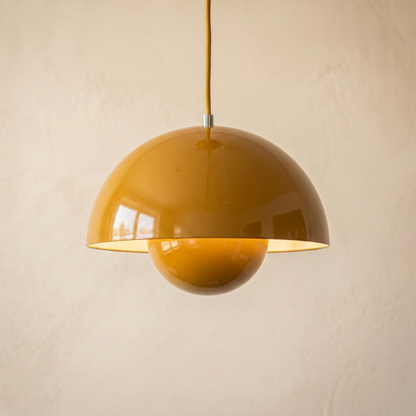 Bud pendant light in Ochre, a golden mustard lacquer shade