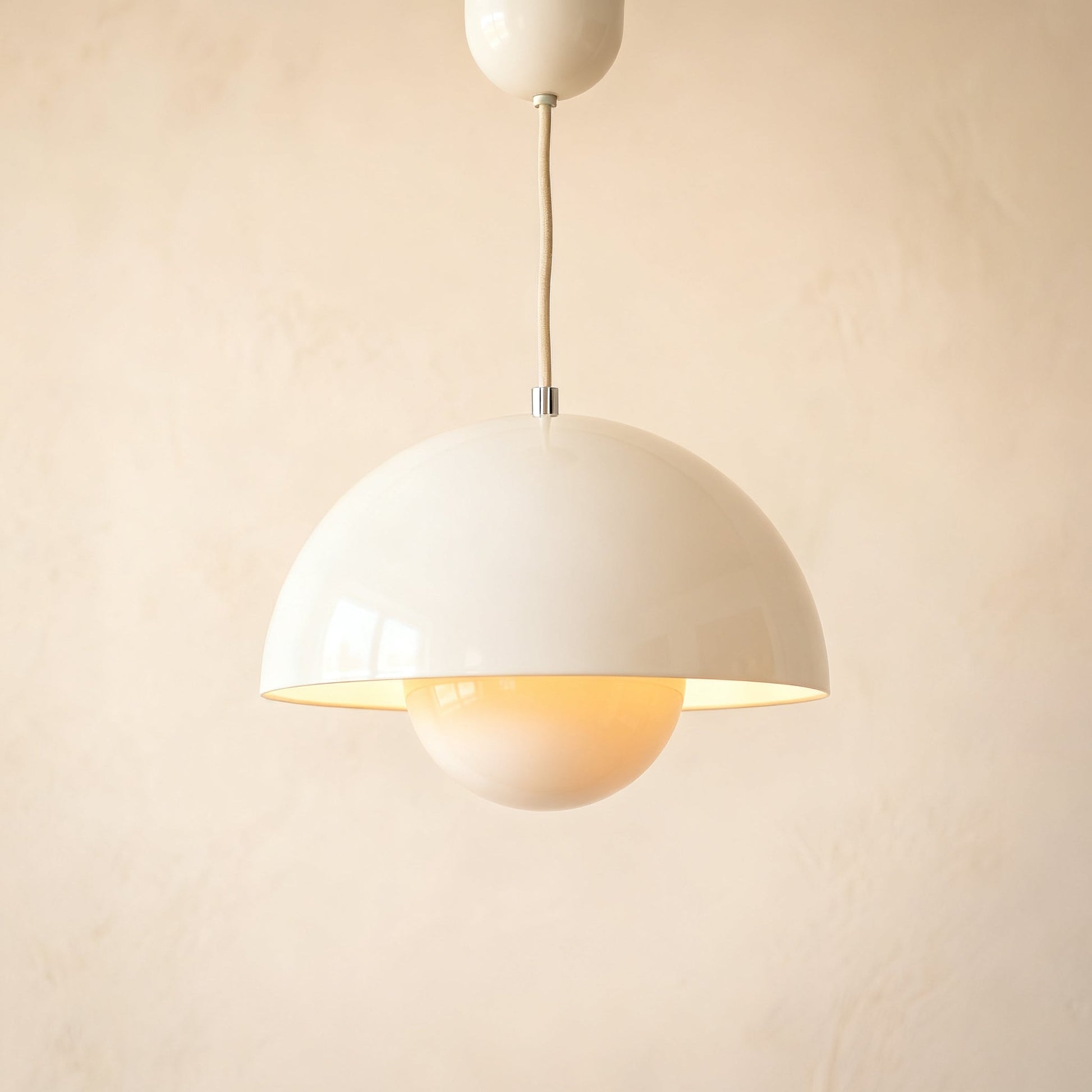 Bud pendant light in White, a soft off-white lacquer shade