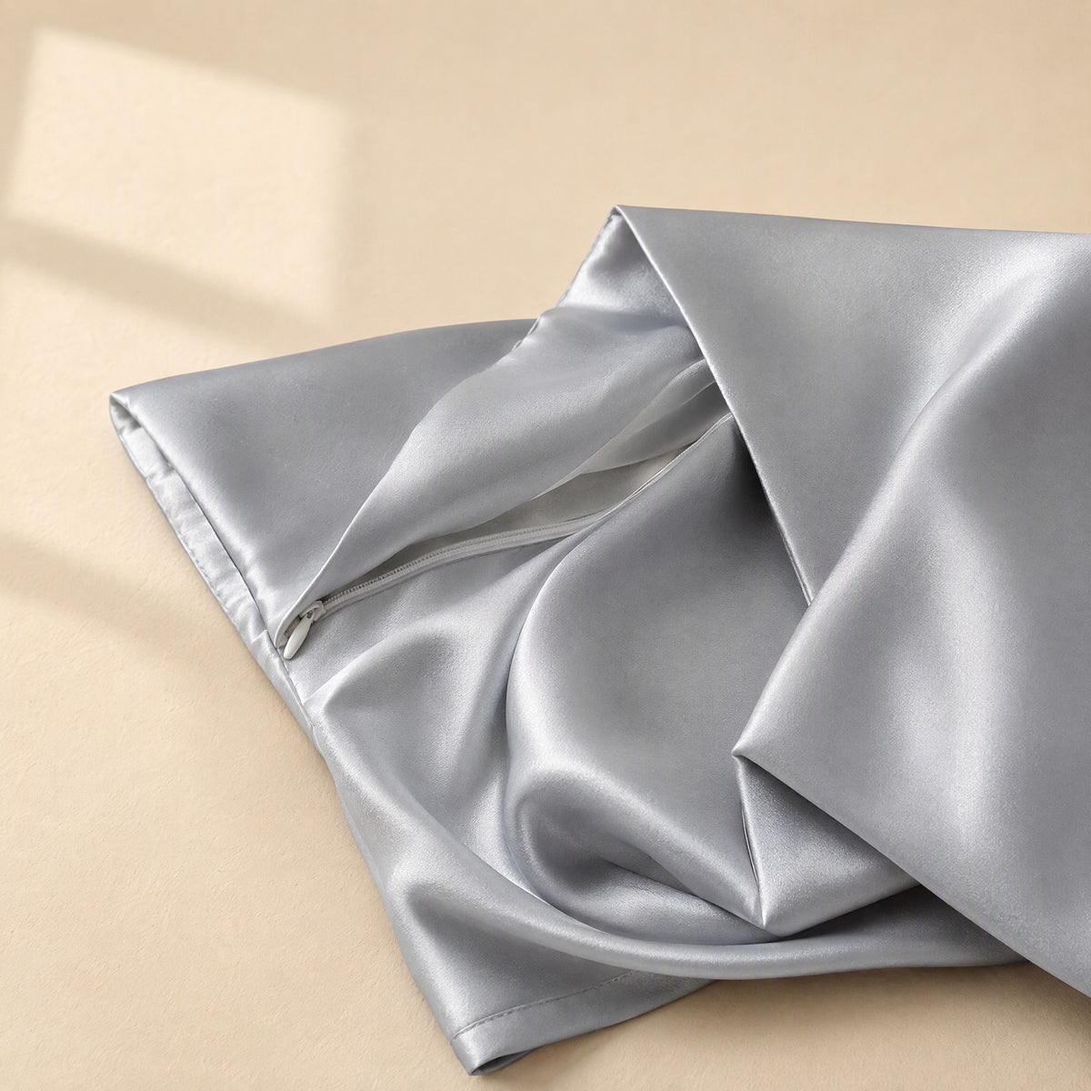 Satincloud™ Satin Imitation Silk Pillowcase, material and detail close-up