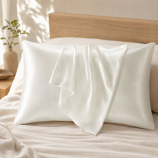 Silksnooze™ Polyester Imitation Silk Pillowcase in a calm home setting