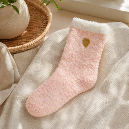 Fleecesnug™ Coral Fleece Mid-Calf Socks in a calm home setting