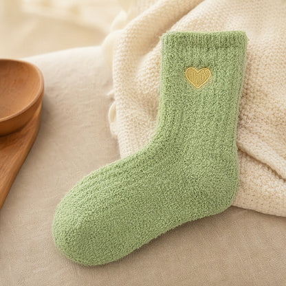 Fleecesnug™ Coral Fleece Mid-Calf Socks, styled close view