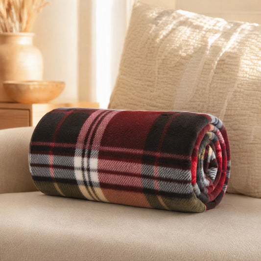 Plaidwarm™ Plaid Polyester Fleece Blanket, styled close view