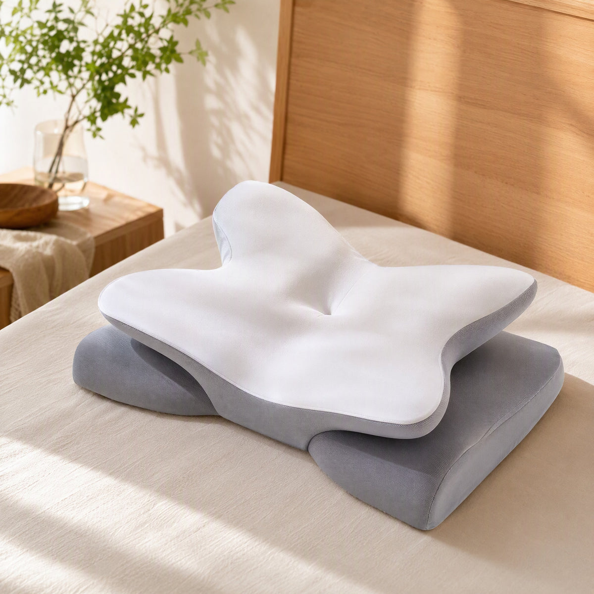 Wingrest™ Butterfly Memory Foam Pillow in a calm home setting