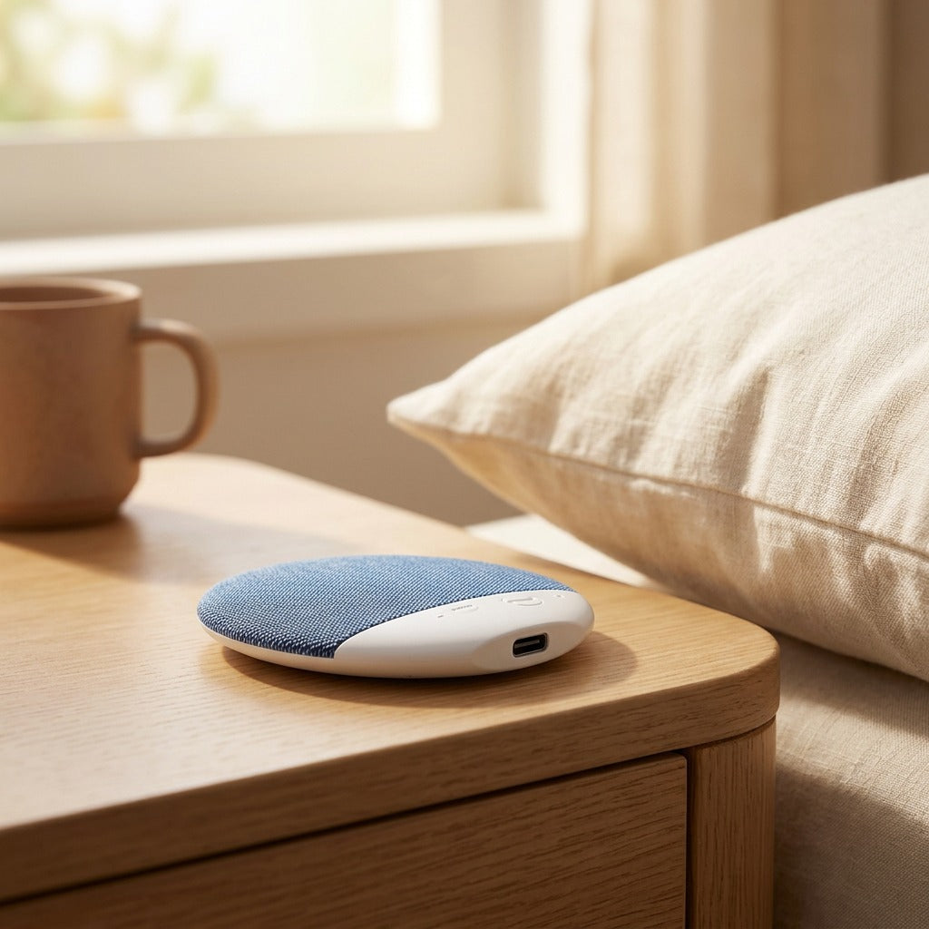 Dozehum™ Under-Pillow White Noise Speaker, styled close view