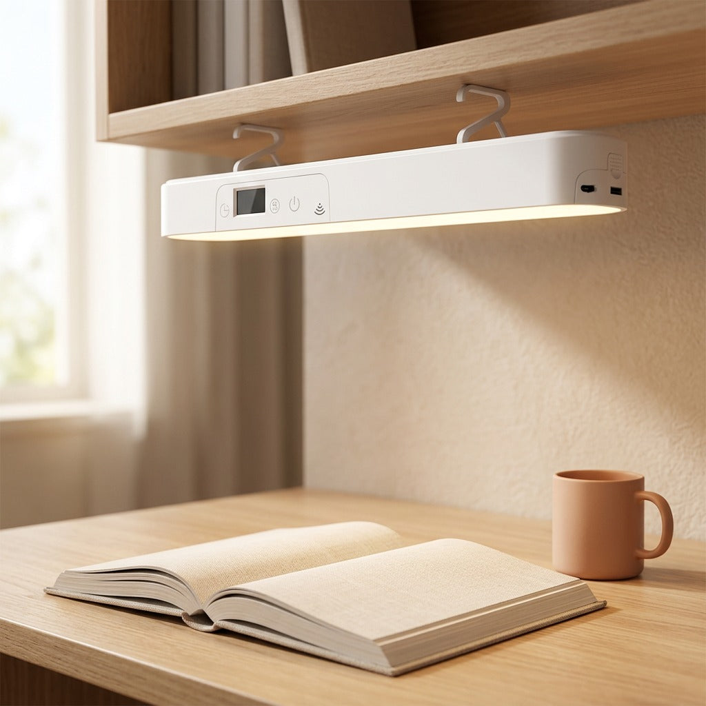 Hooklume™ Magnetic Hook LED Desk Lamp, styled close view
