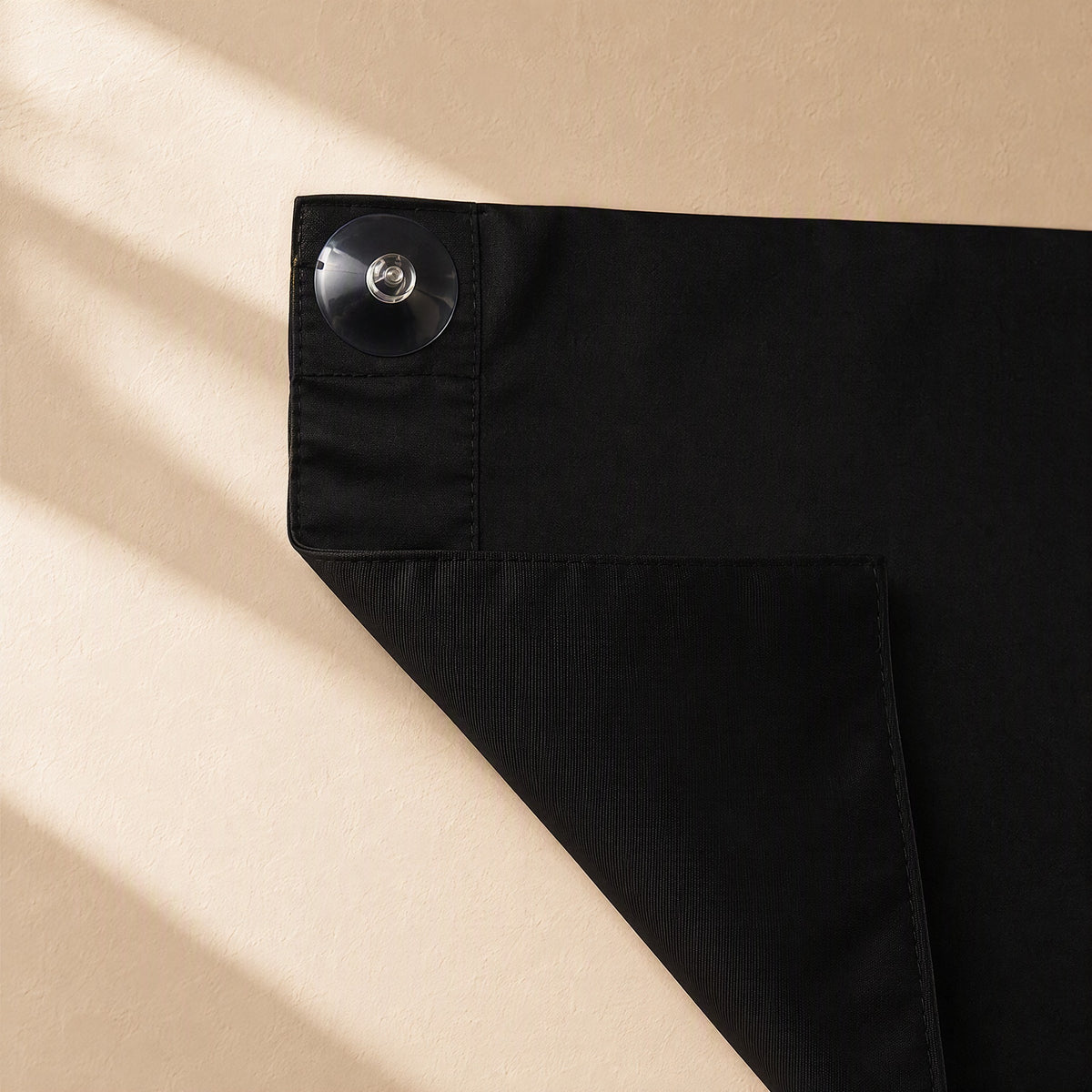 Shadecling™ Polyester Suction Cup Room Darkening Curtain, material and detail close-up