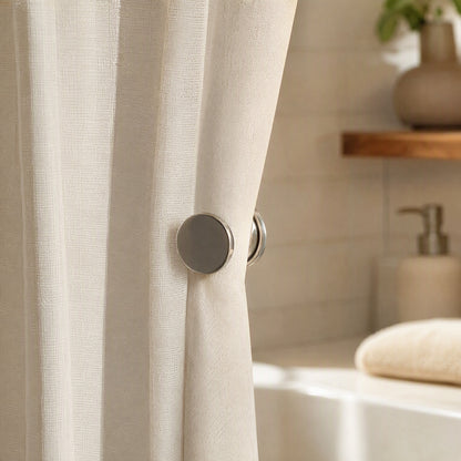 Drapesnap™ Alloy Magnetic Shower Curtain Clips, styled close view