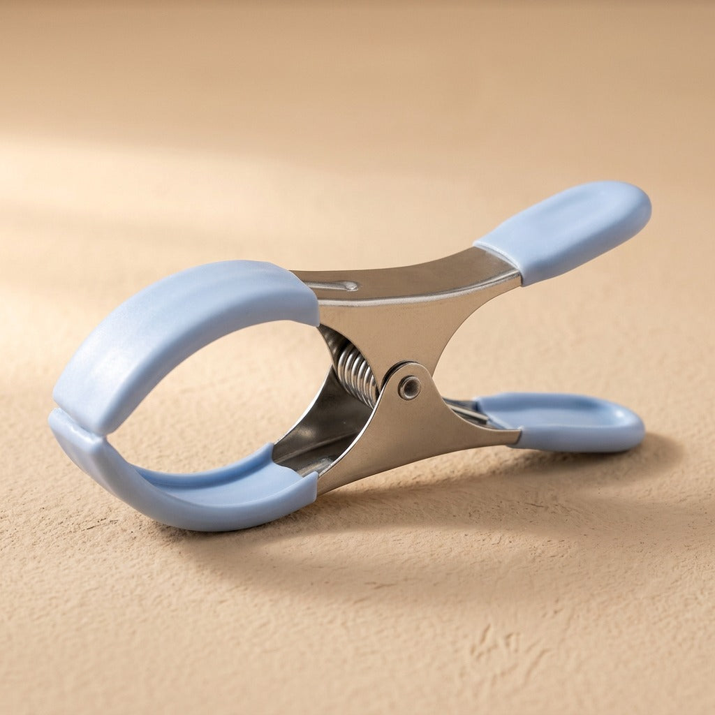 Sheetgrip™ Stainless Steel Bed Sheet Clips, material and detail close-up