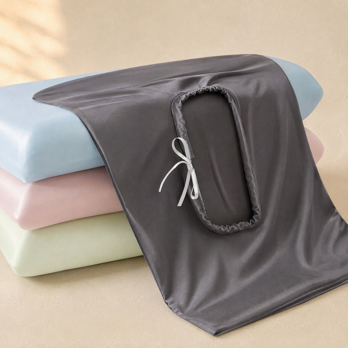 Silkfrost™ Ice Silk Cooling Pillowcase Set of Two, material and detail close-up