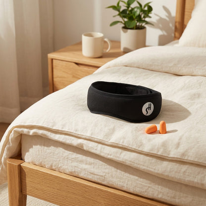 Sleepmuff™ Soundproof Sleeping Earmuffs in a calm home setting