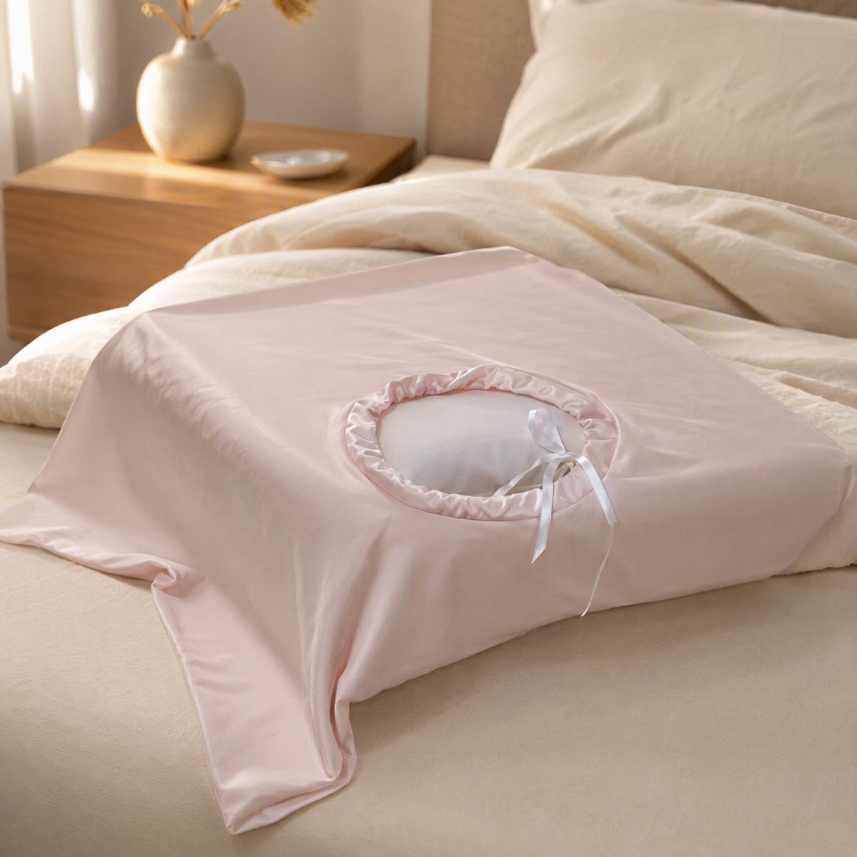 Pillowchill™ Nylon Ice Silk Pillowcase, styled close view
