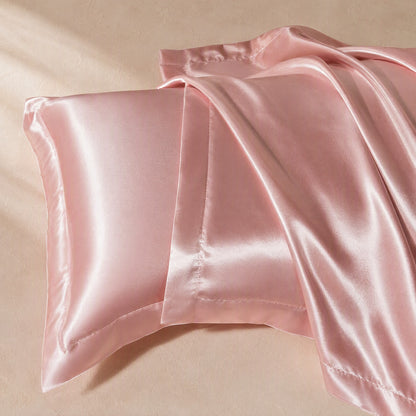 Satinfloat™ Polyester Silk Satin Pillowcase, material and detail close-up