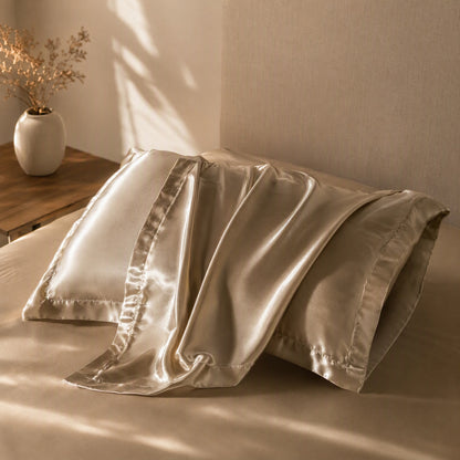 Satinfloat™ Polyester Silk Satin Pillowcase, styled close view