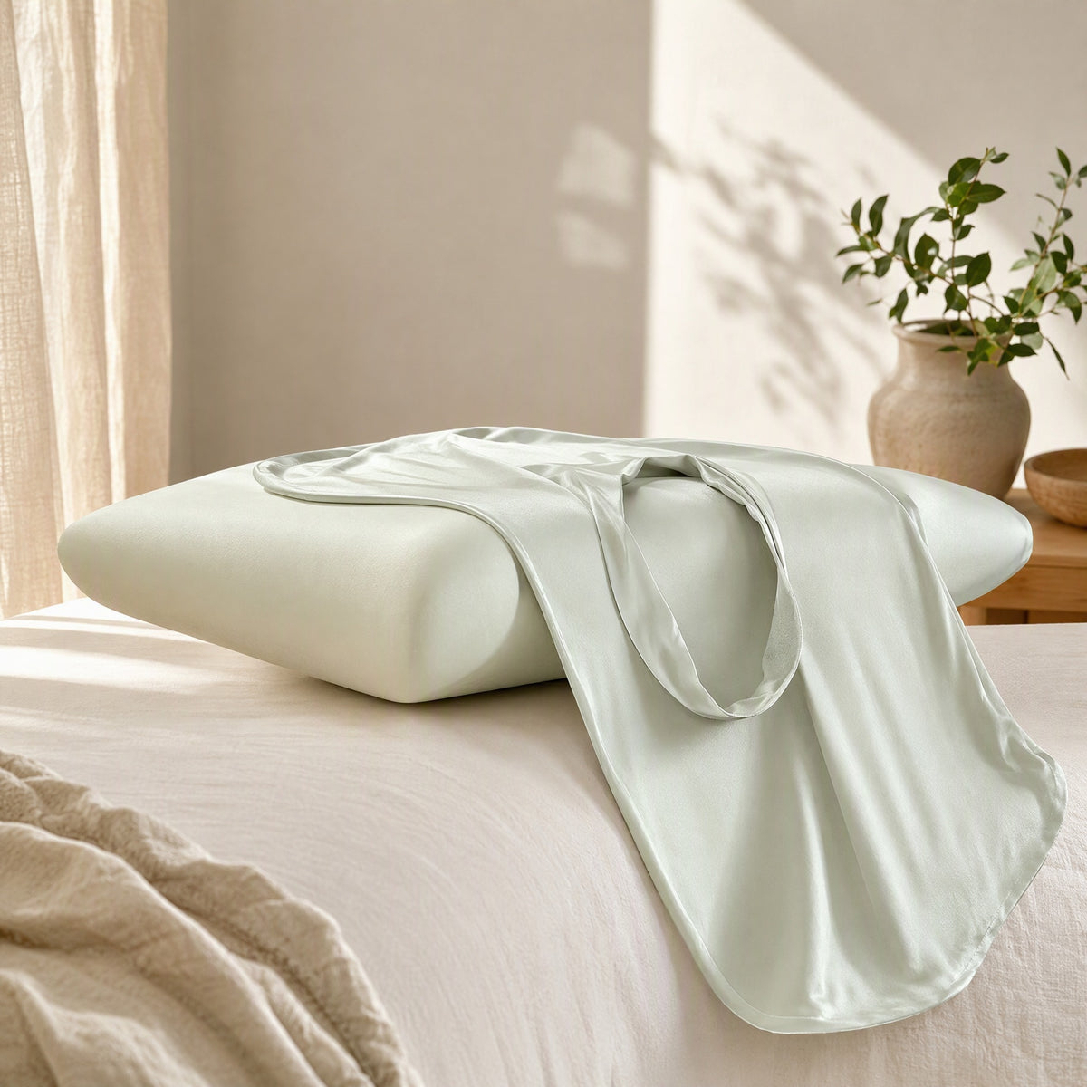 Nylonsway™ Nylon Spandex Pillowcase in a calm home setting