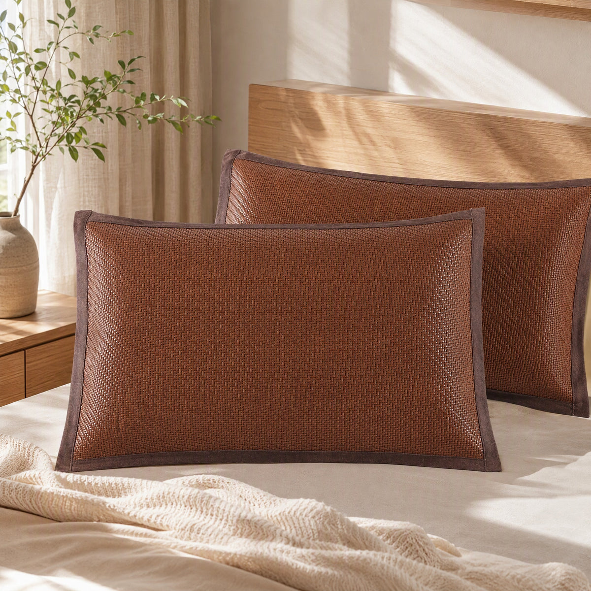 Frostcase™ Polyethylene Cooling Pillowcase Set in a calm home setting
