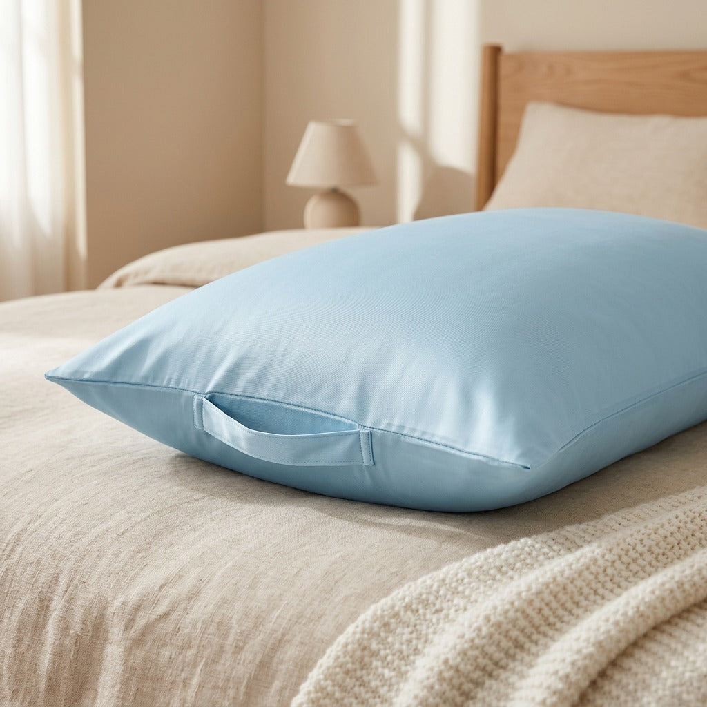 Frostslip™ Cooling Ice Silk Pillowcase, styled close view