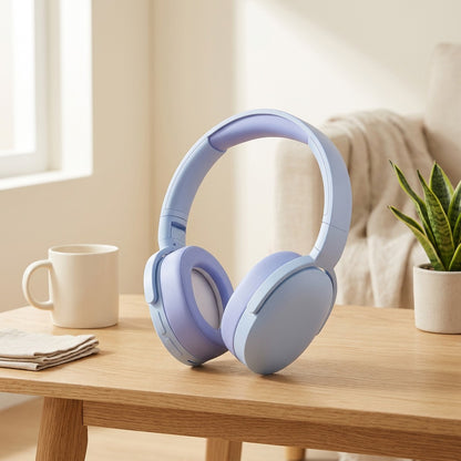 Wavehush™ Wireless Soundproof Earmuffs in a calm home setting