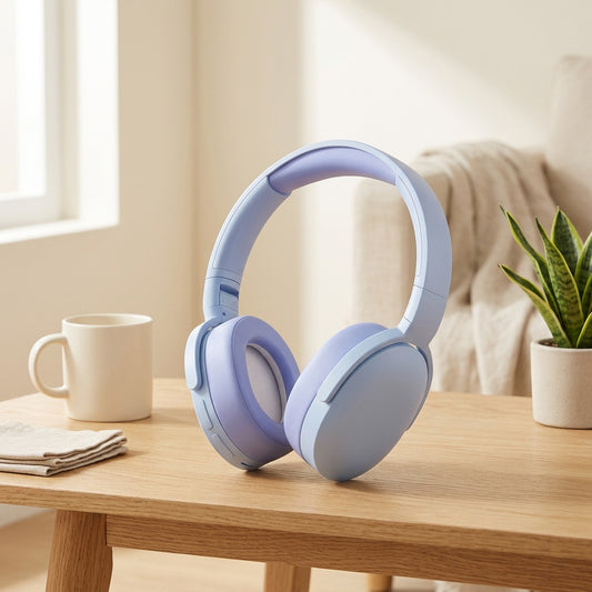 Wavehush™ Wireless Soundproof Earmuffs in a calm home setting